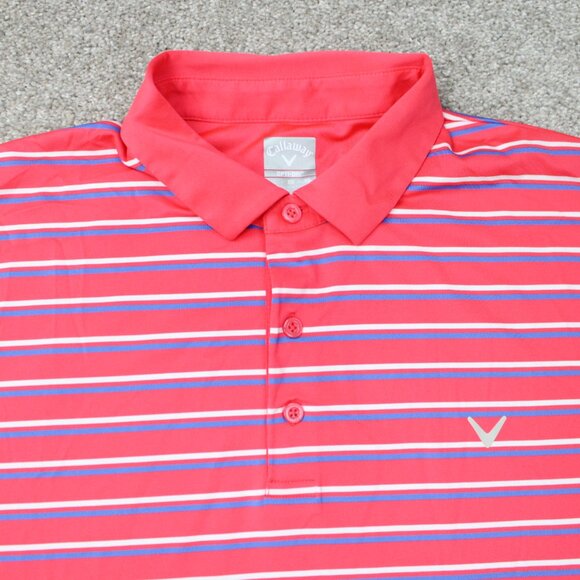 Callaway Opti-Dri Polo Shirt Men XL Pink/Blue Golf Stretch Short Sleeve Pullover - Picture 5 of 12